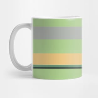 A miraculous transfusion of Silver Foil, Charcoal, Slate Green, Laurel Green and Sand stripes. Mug